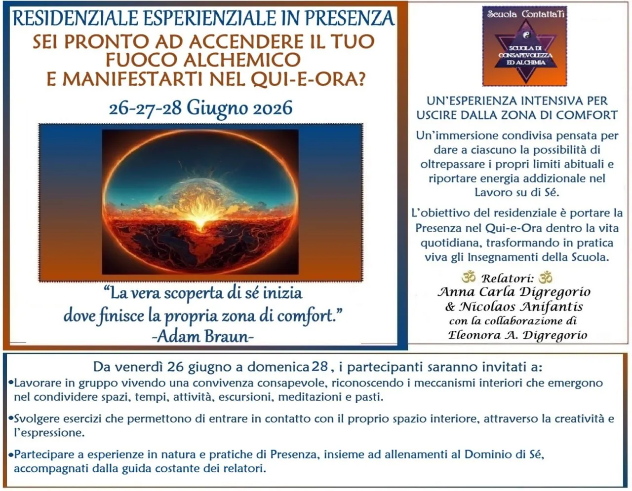 Locandina del Residenziale esperienziale in presenza - 26-28 giugno 2026